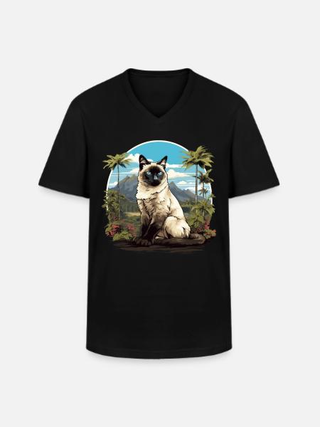 Balinese Cat Balinesenkatze - Men's V-Neck T-Shirt - black