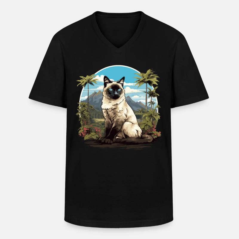 Balinese Cat Balinesenkatze - Männer-T-Shirt mit V-Ausschnitt - Schwarz