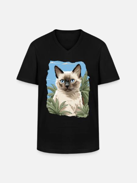 Balinese Cat Balinesenkatze - Men's V-Neck T-Shirt - black