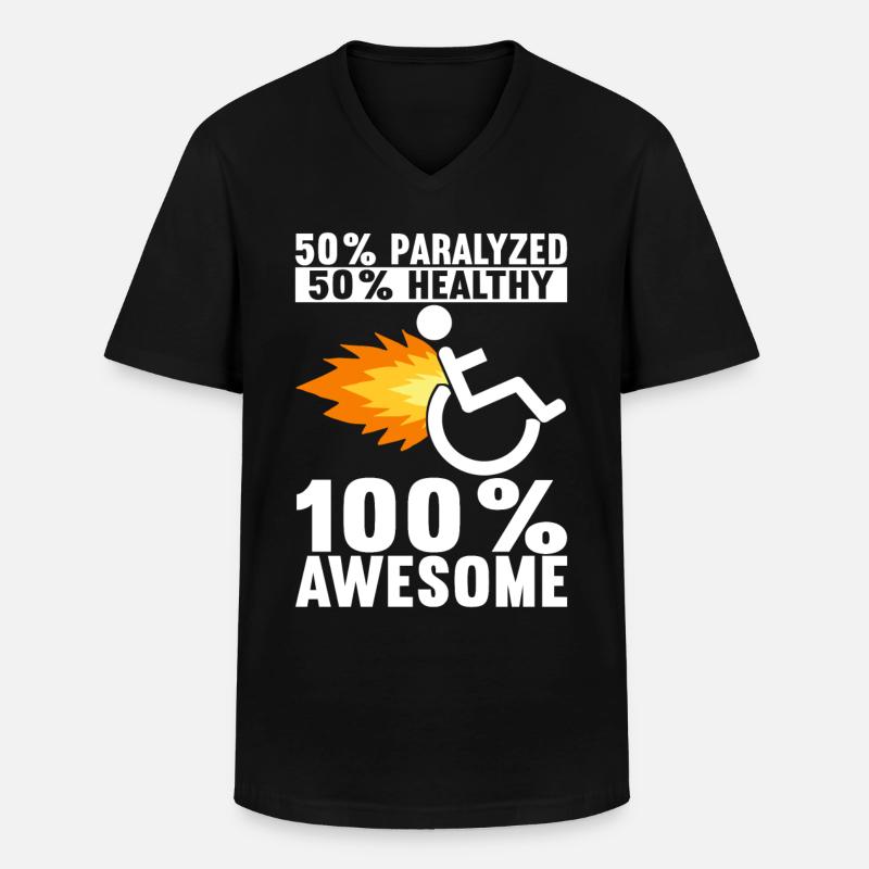 Rollstuhlfahrer Rollstuhl - Männer-T-Shirt mit V-Ausschnitt - Schwarz