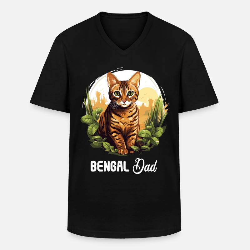 Bengal Cat Bengalkatze - Männer-T-Shirt mit V-Ausschnitt - Schwarz