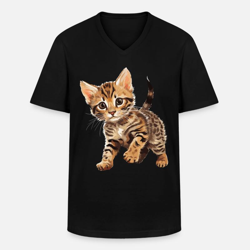 Bengal Cat Bengalkatze - Männer-T-Shirt mit V-Ausschnitt - Schwarz