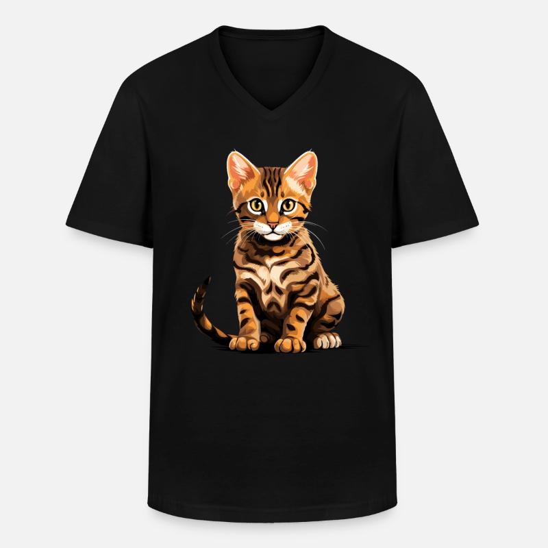 Bengal Cat Bengalkatze - Männer-T-Shirt mit V-Ausschnitt - Schwarz
