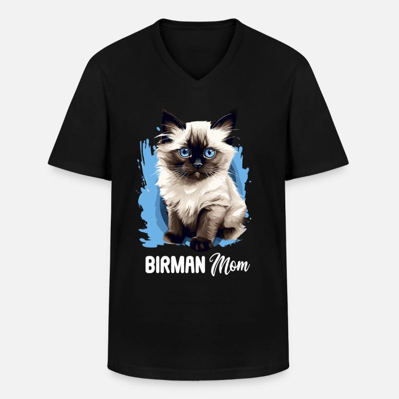 Birman Cat Birma Katze - Men's V-Neck T-Shirt - black