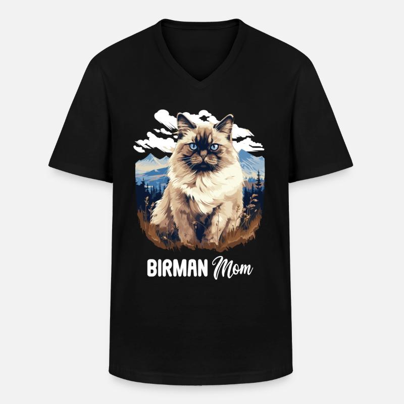 Birman Cat Birma Katze - Men's V-Neck T-Shirt - black