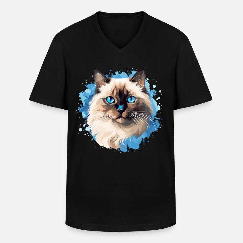 Birman Cat Birma Katze - Men's V-Neck T-Shirt - black
