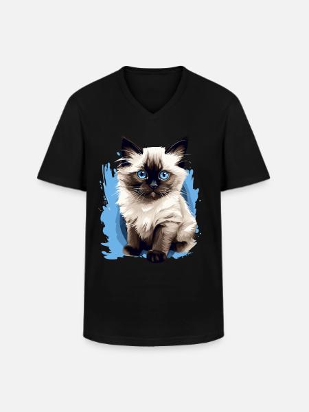 Birman Cat Birma Katze - Männer-T-Shirt mit V-Ausschnitt - Schwarz