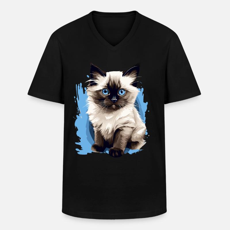 Birman Cat Birma Katze - Männer-T-Shirt mit V-Ausschnitt - Schwarz