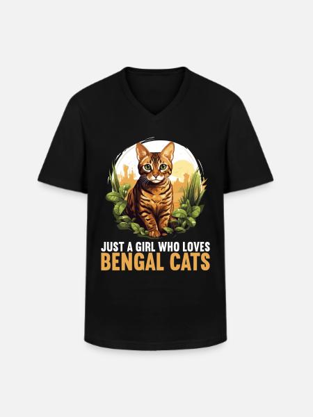 Chat du Bengale Bengalkatze - T-shirt col V Homme - noir