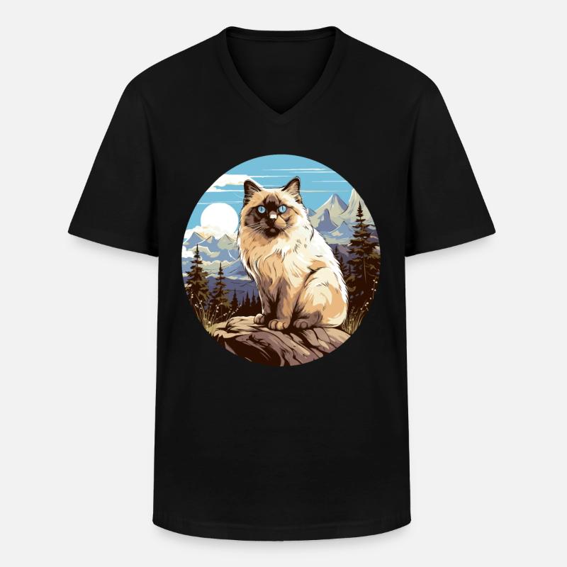 Birman Cat Birma Katze - Männer-T-Shirt mit V-Ausschnitt - Schwarz