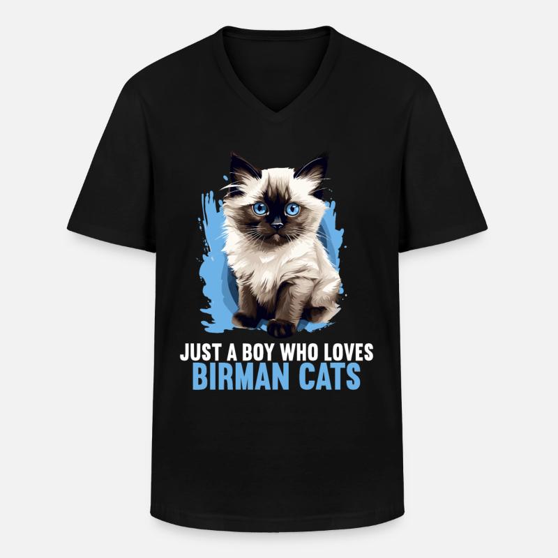 Birman Cat Birma Katze - Männer-T-Shirt mit V-Ausschnitt - Schwarz