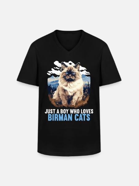 Birman Cat Birma Katze - Männer-T-Shirt mit V-Ausschnitt - Schwarz