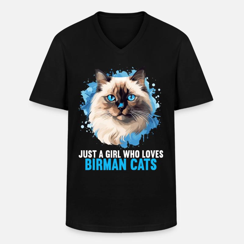 Birman Cat Birma Katze - Men's V-Neck T-Shirt - black