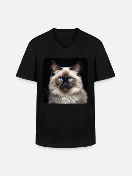 Birman Cat Birma Katze - Männer-T-Shirt mit V-Ausschnitt - Schwarz