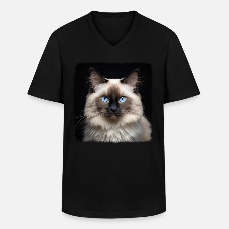 Birman Cat Birma Katze - Männer-T-Shirt mit V-Ausschnitt - Schwarz