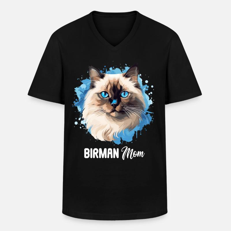 Birman Cat Birma Katze - Men's V-Neck T-Shirt - black