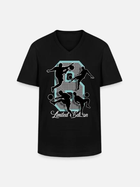 6th Birthday Football - Men's V-Neck T-Shirt - black