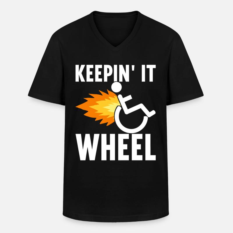 Rollstuhlfahrer Rollstuhl - Männer-T-Shirt mit V-Ausschnitt - Schwarz