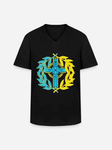 Ukraine Cross Crucifix Crosses - Men's V-Neck T-Shirt - black