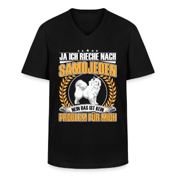 Ich rieche nach Samojede Schlittenhund - Männer-T-Shirt mit V-Ausschnitt - Schwarz - Vorne - AI Model Male 178 dark (178cm)