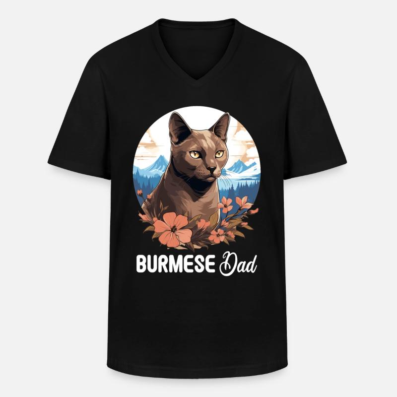 Burmese Cat Burma Katze - Männer-T-Shirt mit V-Ausschnitt - Schwarz