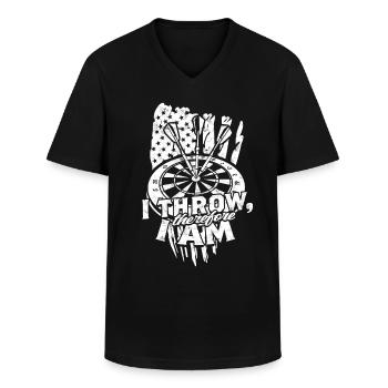 Dard joueur de fléchettes - T-shirt col V Homme - noir - Devant - AI Model Male 178 dark (178cm)