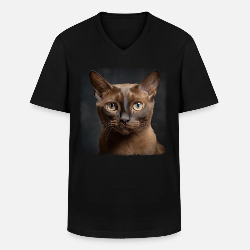 Burmese Cat Burma Katze - Männer-T-Shirt mit V-Ausschnitt - Schwarz
