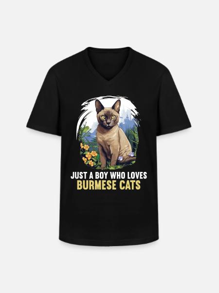 Chat birman Birmanie Katze - T-shirt col V Homme - noir