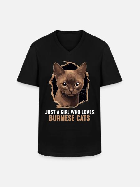 Burmese Cat Burma Katze - Men's V-Neck T-Shirt - black