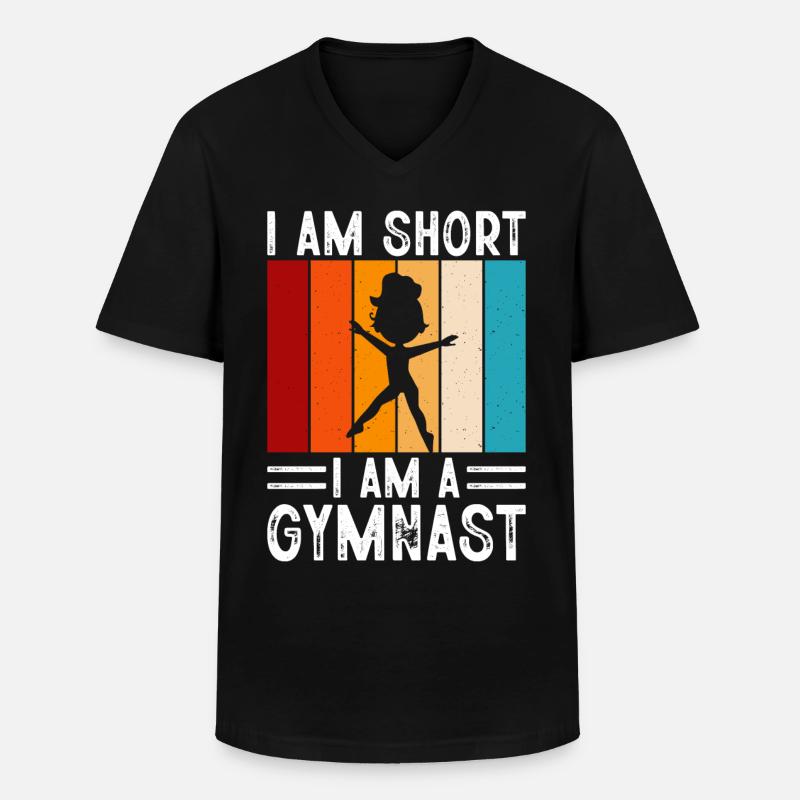 Gymnastik - Männer-T-Shirt mit V-Ausschnitt - Schwarz