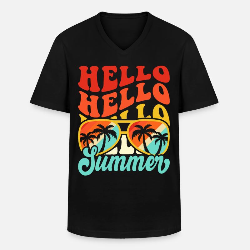 Hello Summer - Männer-T-Shirt mit V-Ausschnitt - Schwarz