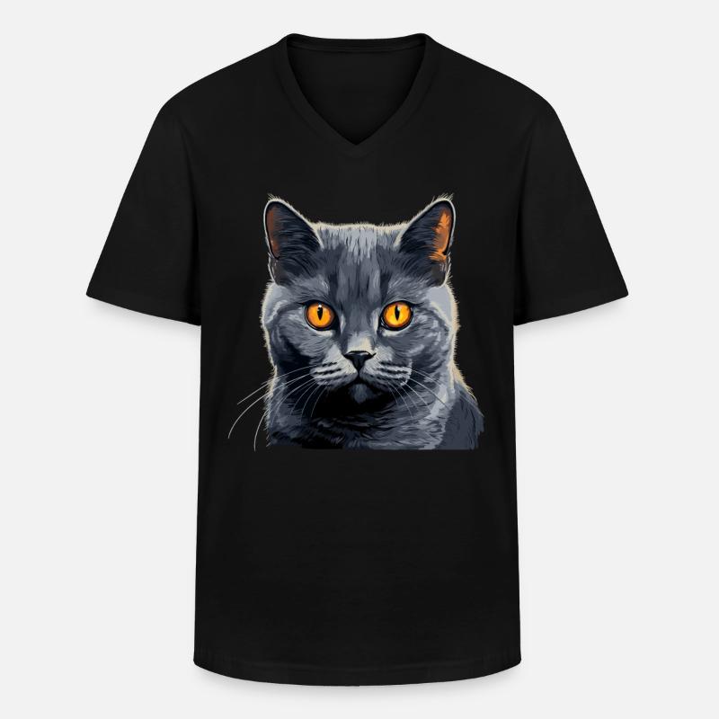 Chartreux Cat Kartäuser Katze - Männer-T-Shirt mit V-Ausschnitt - Schwarz