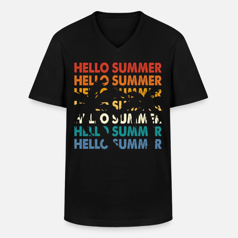 Sommer - Männer-T-Shirt mit V-Ausschnitt - Schwarz