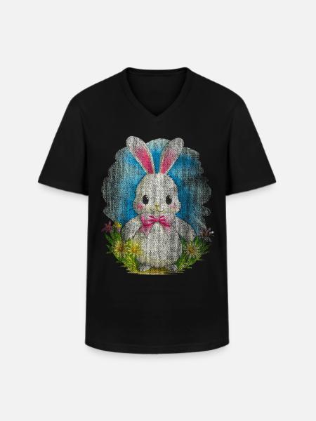 White Bunny Easter - Men's V-Neck T-Shirt - black