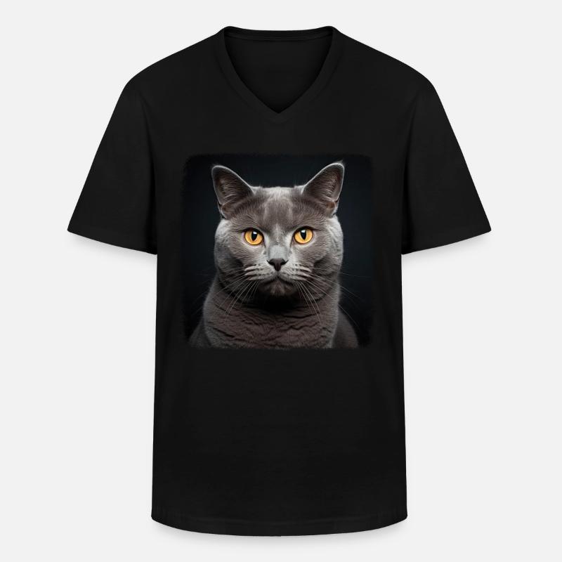 Chartreux Cat Kartäuser Katze - Männer-T-Shirt mit V-Ausschnitt - Schwarz