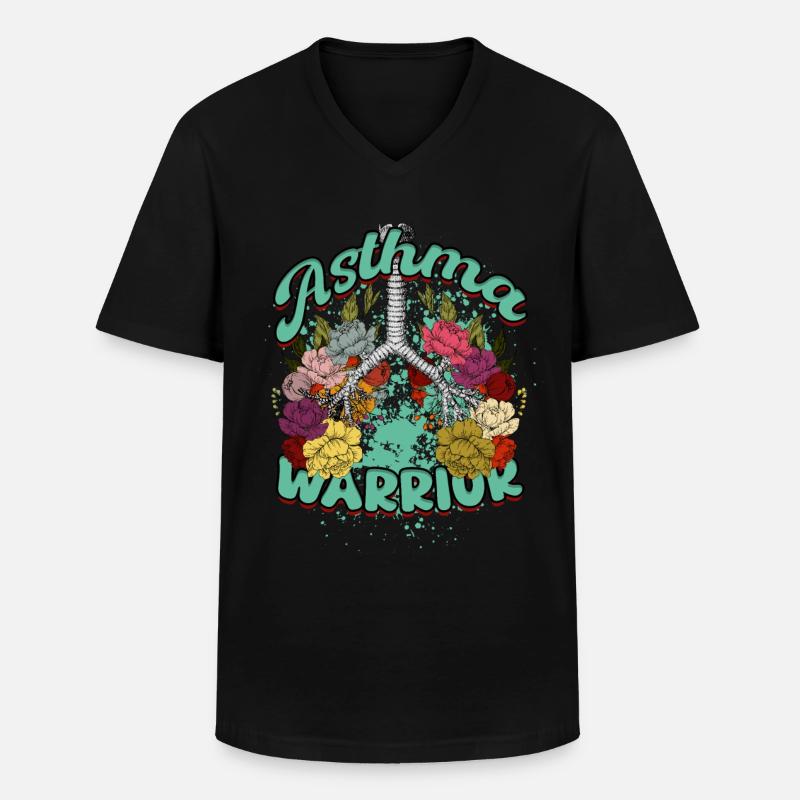 Asthmatiker Asthma Warrior - Männer-T-Shirt mit V-Ausschnitt - Schwarz
