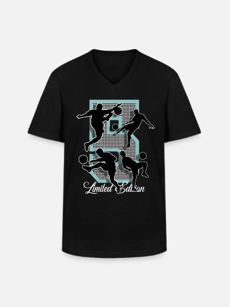 5th Birthday Football - Men's V-Neck T-Shirt - black
