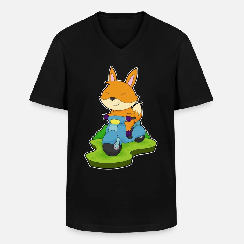 Fuchs Motorrad - Männer-T-Shirt mit V-Ausschnitt - Schwarz