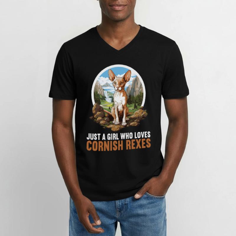 Cornish Rex Kitten Cornish Rex Cat Men's V-Neck T-Shirt