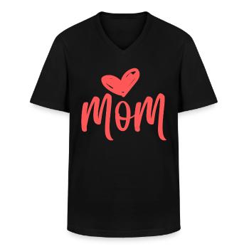 MOM LOVE - I love my Mommy - Mutter Mama Mammi - Männer-T-Shirt mit V-Ausschnitt - Schwarz - Vorne - AI Model Male 178 dark (178cm)