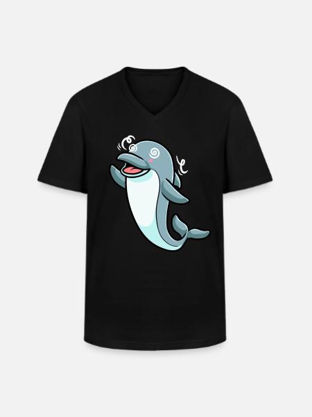 Dolphin Emoticon - Men's V-Neck T-Shirt - black