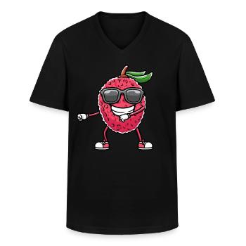 Tanzende Litschi Mit Sonnenbrille Litschis - Männer-T-Shirt mit V-Ausschnitt - Schwarz - Vorne - AI Model Male 178 dark (178cm)