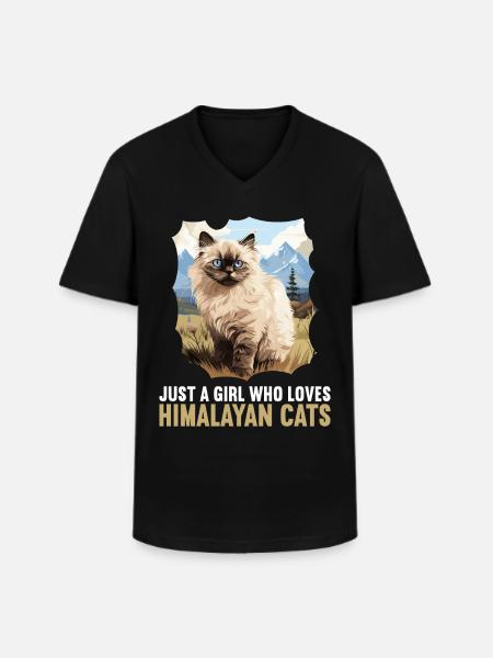 Himalayan Cat Colourpoint Katze - Men's V-Neck T-Shirt - black