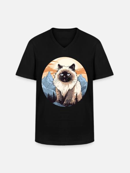 Himalayan Cat Colourpoint Katze - Men's V-Neck T-Shirt - black