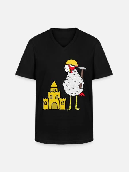 Håndværker Kylling Sandslot Byggeplads Byggemand - Klassisk herre T-shirt med V-udskæring - sort