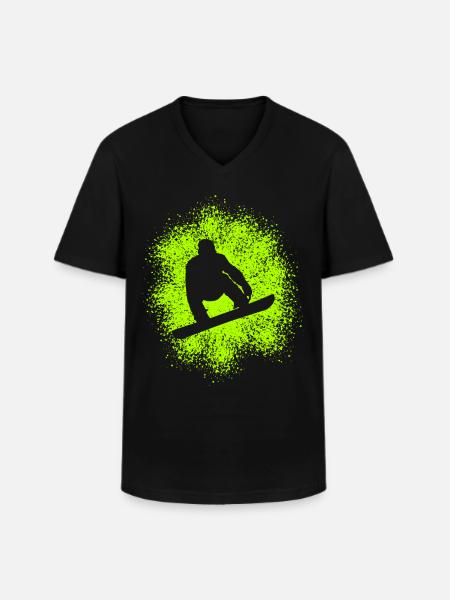 Snowboard Wintersportler - Männer-T-Shirt mit V-Ausschnitt - Schwarz