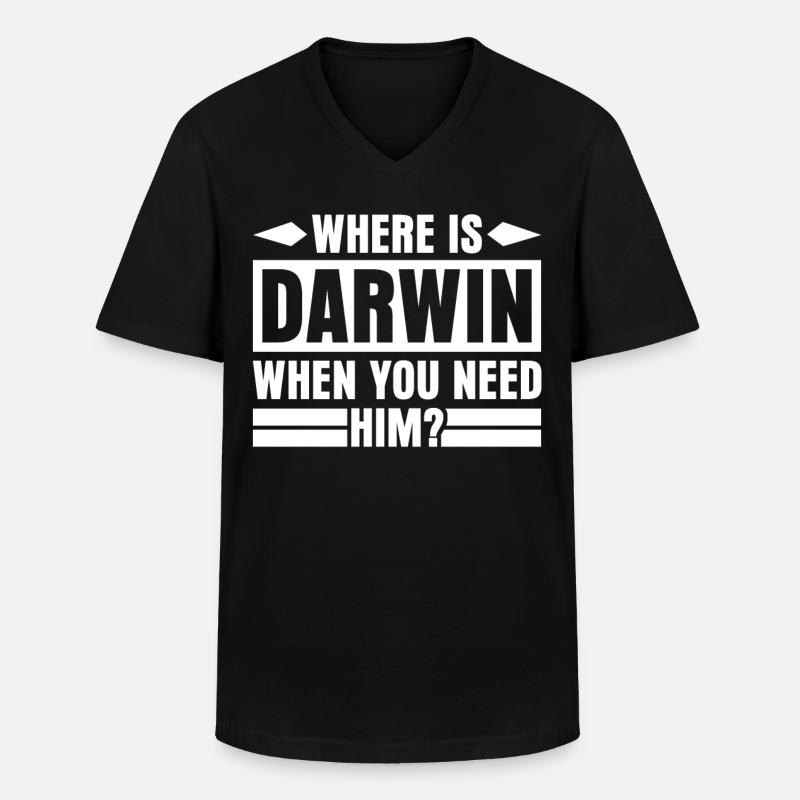 Misanthrope Darwin Darwinism - Männer-T-Shirt mit V-Ausschnitt - Schwarz