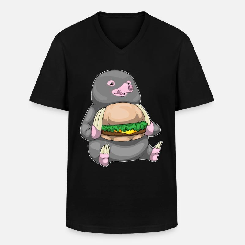 Maulwurf Burger - Männer-T-Shirt mit V-Ausschnitt - Schwarz