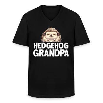 Hedgehog Grandpa - Männer-T-Shirt mit V-Ausschnitt - Schwarz - Vorne - AI Model Male 178 dark (178cm)