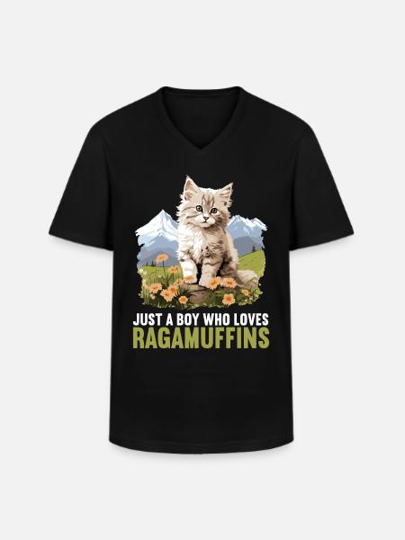 Ragamuffin Kitten Ragamuffin Cat - Men's V-Neck T-Shirt - black